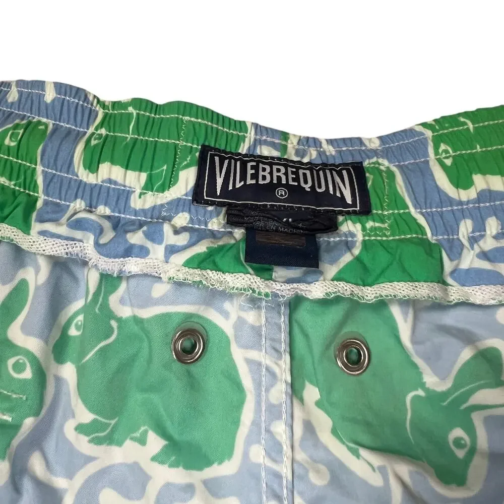 Vilebrequin Rabbit Print Swim Trunks MENS XL Green 6" Board Shorts NO LINER - Picture 6 of 14
